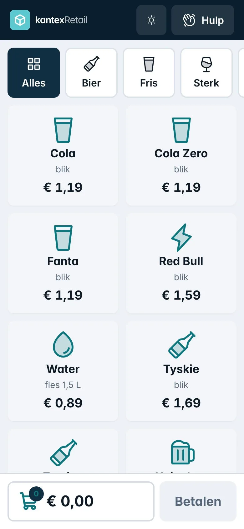 De kassa op een telefoon